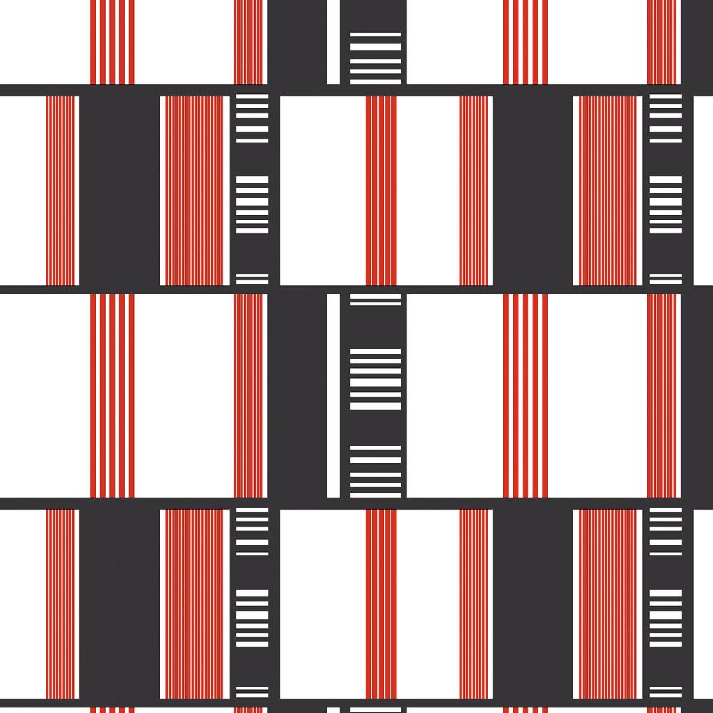 Patton Wallcoverings JJ38030 Rewind Grid Lock In Red And Black Wallpaper